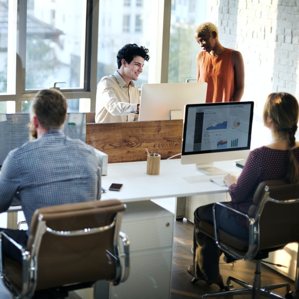 Computer screen is showing business data assessment